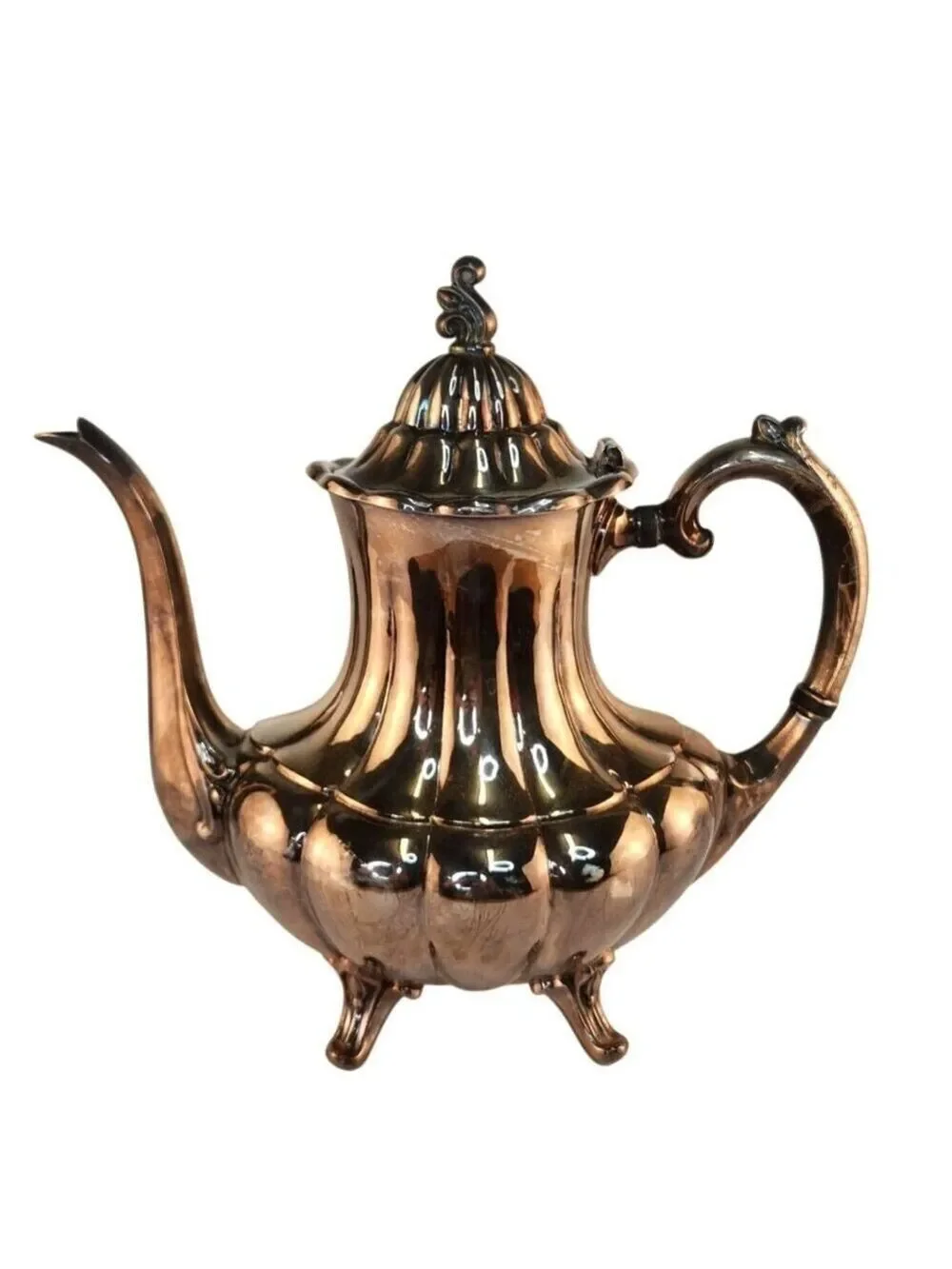 Vintage Reed and Barton 7050 Holiday Silver Plated Teapot Victorian Style Footed